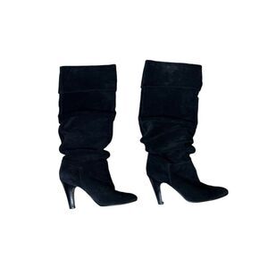 Nine West Womens Black Suede Mid Calf Boots Size 8.5